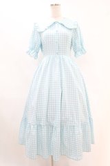 m petit by misako / AM*ギンガムCHKワンピース S サックス H-25-07-24-1030-LO-OP-NS-ZH