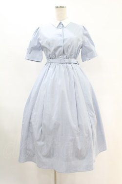 画像1: Fi.n.t / バックラッフルストライプシャツワンピース Free L/BLUE×WH H-25-07-24-1031-CA-OP-NS-ZH