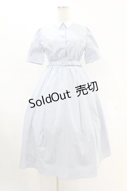 画像1: Fi.n.t / バックラッフルストライプシャツワンピース Free L/BLUE×WH H-25-07-24-1031-CA-OP-NS-ZH