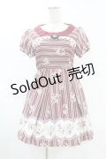Ank Rouge / 青い鳥柄ローズストライプワンピース M ワイン H-25-07-24-1036-CA-OP-NS-ZH