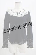 Emily Temple cute / カットワークレースカットソー  黒×白 H-25-07-24-058-ET-TO-KB-ZH