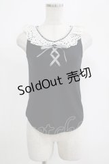 Emily Temple cute / カットワークレースノースリーブカットソー  黒×白 H-25-07-24-063-ET-TO-KB-ZH