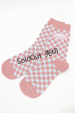 画像1: Candy Stripper / CND CHECKER SOCKS  レッド×ブルー H-25-07-24-072-PU-ZA-KB-ZH