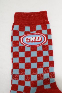 画像2: Candy Stripper / CND CHECKER SOCKS  レッド×ブルー H-25-07-24-072-PU-ZA-KB-ZH