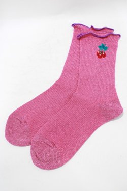 画像1: Candy Stripper / CHERRY RIB SOCKS  ピンク H-25-07-24-073-PU-ZA-KB-ZH