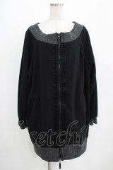 Qutie Frash / オフショルニットBIGブルゾン  黒×グレー H-25-07-24-017-QU-JA-KB-ZH