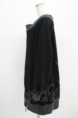 画像2: Qutie Frash / オフショルニットBIGブルゾン  黒×グレー H-25-07-24-017-QU-JA-KB-ZH