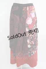 Qutie Frash / 袴ロングスカート  黒×赤 H-25-07-24-019-QU-SK-KB-ZH