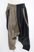 Deorart / ストライプ切替サルエルパンツ  グレージュ×ブラック H-25-07-24-024-PU-PA-KB-ZH