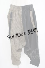 Deorart / ストライプ切替サルエルパンツ  グレージュ×ブラック H-25-07-24-024-PU-PA-KB-ZH