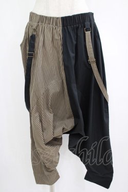 画像1: Deorart / ストライプ切替サルエルパンツ  グレージュ×ブラック H-25-07-24-024-PU-PA-KB-ZH