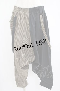 画像1: Deorart / ストライプ切替サルエルパンツ  グレージュ×ブラック H-25-07-24-024-PU-PA-KB-ZH