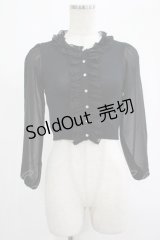JESUS DIAMANTE / シフォン袖ニットカーデ Free ブラック H-25-07-25-038-JE-TO-NS-ZH