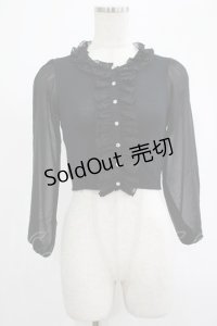 JESUS DIAMANTE / シフォン袖ニットカーデ Free ブラック H-25-07-25-038-JE-TO-NS-ZH
