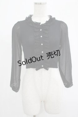 画像1: JESUS DIAMANTE / シフォン袖ニットカーデ Free ブラック H-25-07-25-038-JE-TO-NS-ZH