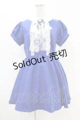 MARBLE / 丸襟パフスリーブワンピース  ブルー H-25-07-25-1032-GO-OP-KB-ZH