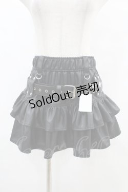 画像1: REFLEM / 弾丸ベルト付きフリルスカート  ブラック H-25-07-25-1038-PU-SK-KB-ZH