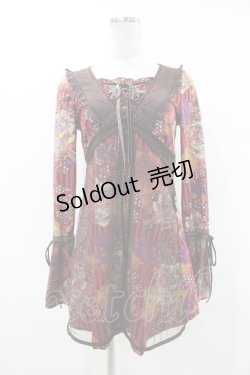 画像1: Ozz oneste / チュール重ねプリントチュニックトップス  赤×茶 H-25-07-25-1044-OO-TO-KB-ZH