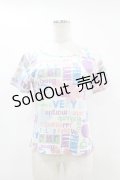 Jane Marple / ブリティッシュロゴのカットソー  パープル×サックス H-25-07-25-1050-JM-TO-KB-ZH
