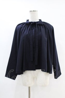 画像1: Jane Marple Dans Le Salon / Lambs wool saxony cape jacket  ネイビー H-25-07-25-1008-JM-JA-KB-ZH