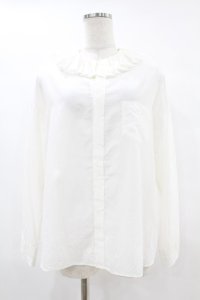 Jane Marple Dans Le Salon / フリルカラーブラウス  ホワイト H-25-07-25-1051-JM-BL-KB-ZH