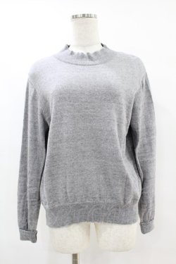 画像1: Jane Marple Dans Le Salon / Cotton-cashmere bow-ribbon turtleneck  ミックスグレー H-25-07-25-1052-JM-TO-KB-ZH