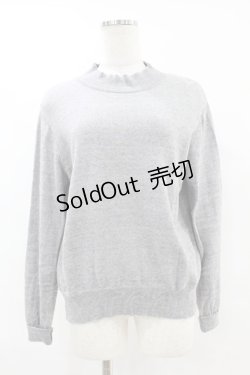 画像1: Jane Marple Dans Le Salon / Cotton-cashmere bow-ribbon turtleneck  ミックスグレー H-25-07-25-1052-JM-TO-KB-ZH