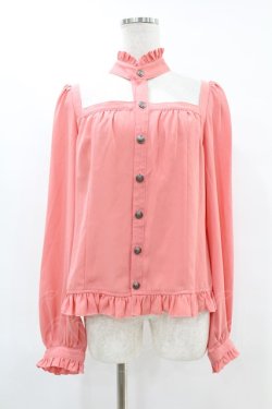 画像1: ALGONQUINS / スクエアネックホルタートップス F ピンク H-25-07-25-1053-AL-TO-KB-ZH