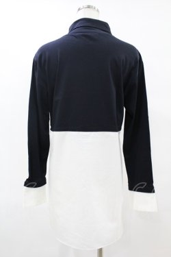 画像2: Jane Marple Dans Le Salon / Crumple collar pullover  ネイビー×オフホワイト H-25-07-25-1059-JM-TO-KB-ZH