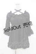 ATELIER PIERROT / 五分袖シャーリングブラウス  黒 H-25-07-25-1010-EL-TO-KB-ZH