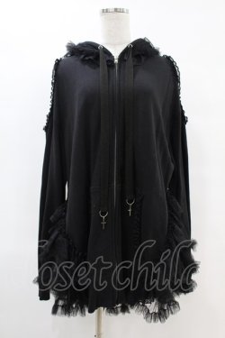 画像1: HANGRY&ANGRY / H&A VEIL FRILL DRESS PARKA  ブラック H-25-07-25-1015-HN-TO-KB-ZH