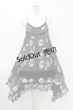 画像1: HANGRY&ANGRY / H&A PRINT & STRIPE BABY DOLL DRESS  ブラック H-25-07-25-1016-HN-OP-KB-ZH