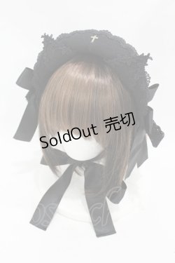 画像1: MR corset / 梯子レース猫耳ミニボンネット  黒 H-25-07-25-1003-PU-AC-KB-ZH