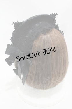 画像2: MR corset / 梯子レース猫耳ミニボンネット  黒 H-25-07-25-1003-PU-AC-KB-ZH