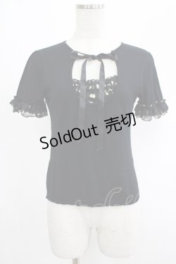 画像1: JESUS DIAMANTE / ドットシフォンフリルトップス Free ブラック H-25-07-25-067-JE-TO-NS-ZH
