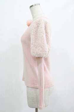 画像2: Honey Cinnamon / ファー切替トップス Free ピンク H-25-07-25-070-LO-TO-NS-ZH