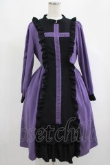 axes femme POETIQUE / レースクロスシスターワンピース M ブラック/パープル H-25-07-26-004-AX-OP-NS-ZH