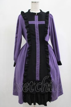 画像1: axes femme POETIQUE / レースクロスシスターワンピース M ブラック/パープル H-25-07-26-004-AX-OP-NS-ZH