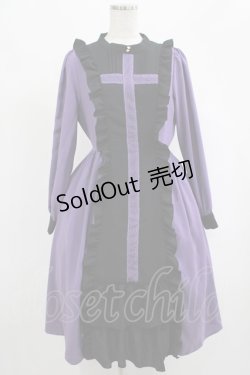 画像1: axes femme POETIQUE / レースクロスシスターワンピース M ブラック/パープル H-25-07-26-004-AX-OP-NS-ZH
