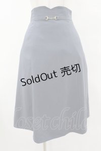 F i.n.t / ビット使いハイウエストフレアースカート Free BLUE GRAY H-25-07-26-1044-CA-SK-NS-ZH