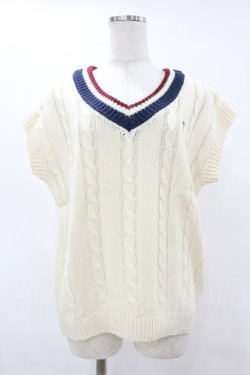画像1: Fi.n.t / マルチラインニットベスト Free OFF WHITE H-25-07-26-1045-CA-TO-NS-ZH