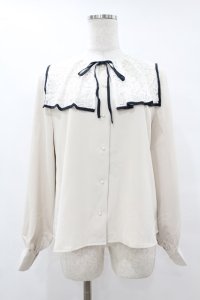 an another angelus / ビッグレース衿バイカラーブラウス Free IVORY H-25-07-26-1047-CA-BL-NS-ZH