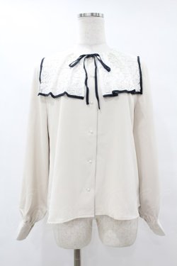 画像1: an another angelus / ビッグレース衿バイカラーブラウス Free IVORY H-25-07-26-1047-CA-BL-NS-ZH