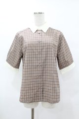 Fi.n.t / タイ付きチェッククレリック5分袖シャツ Free PURPLE×BR H-25-07-26-1049-CA-BL-NS-ZH