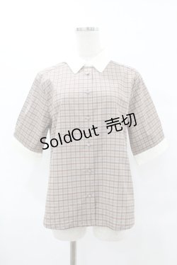 画像1: Fi.n.t / タイ付きチェッククレリック5分袖シャツ Free PURPLE×BR H-25-07-26-1049-CA-BL-NS-ZH