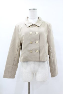 画像1: Fi.n.t / チェーンステッチ使いダブル釦ショートジャケット Free BEIGE H-25-07-26-1050-CA-JA-NS-ZH