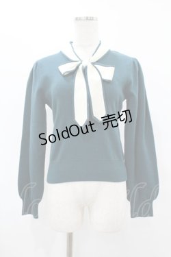 画像1: an another angelus / デコルテボウタイバイカラーニットプルオーバー Free GREEN H-25-07-26-1052-CA-TO-NS-ZH