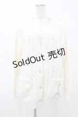 Fi.n.t / エッフェル塔ロゴ刺繍腰丈ケーブルニットカーディガン Free OFF WHITE H-25-07-26-1056-CA-TO-NS-ZH