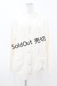 Fi.n.t / エッフェル塔ロゴ刺繍腰丈ケーブルニットカーディガン Free OFF WHITE H-25-07-26-1056-CA-TO-NS-ZH
