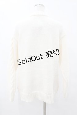 画像2: Fi.n.t / エッフェル塔ロゴ刺繍腰丈ケーブルニットカーディガン Free OFF WHITE H-25-07-26-1056-CA-TO-NS-ZH